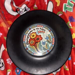 MCM Berggren Swedish Ceramic Trivet Round Smorgasbordet Dalmalningar 60s RARE